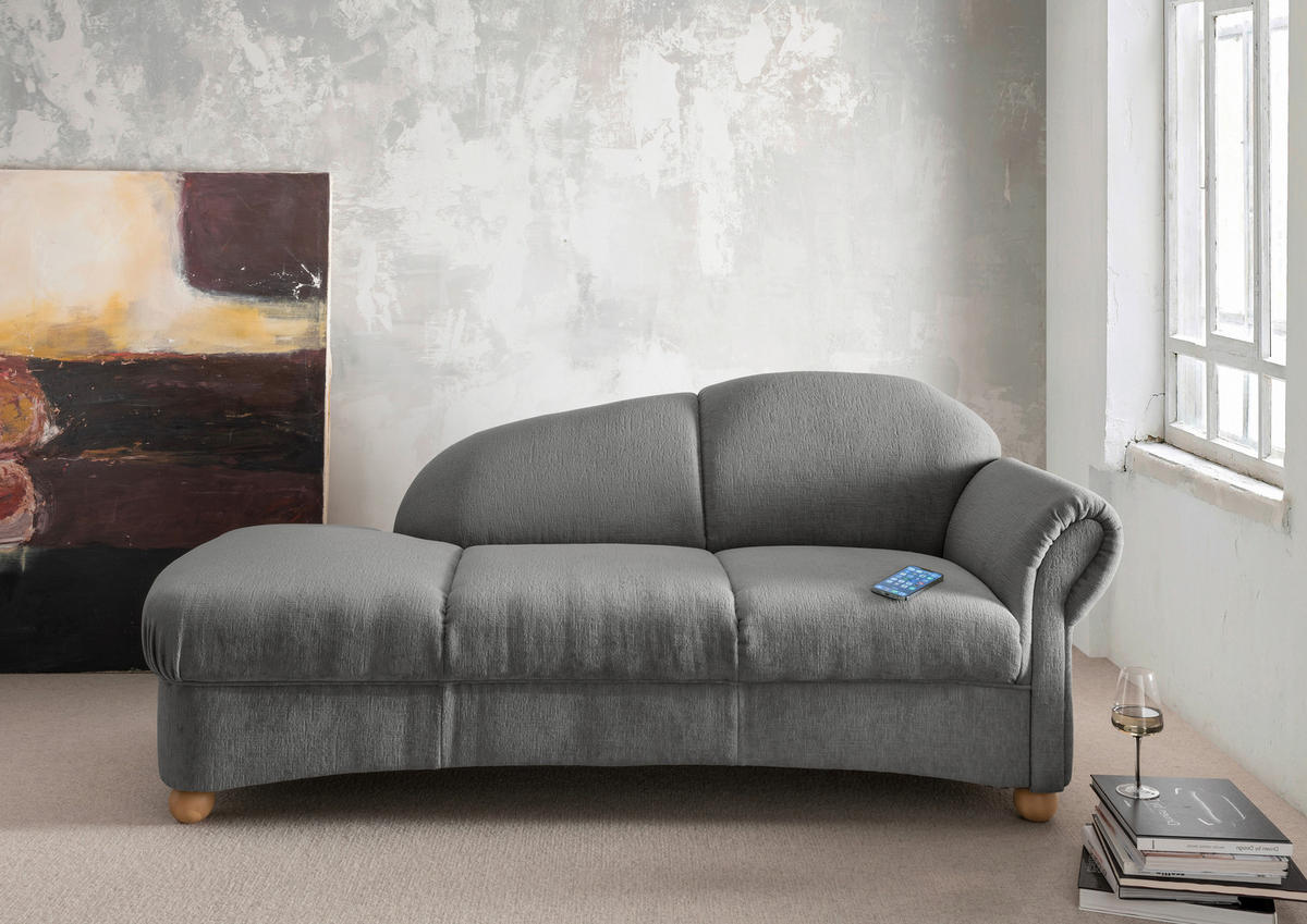 OTTOMANE in Mikrofaser Graubraun  - Wildeiche/Graubraun, KONVENTIONELL, Holz/Textil (190/84/86cm) - Livetastic