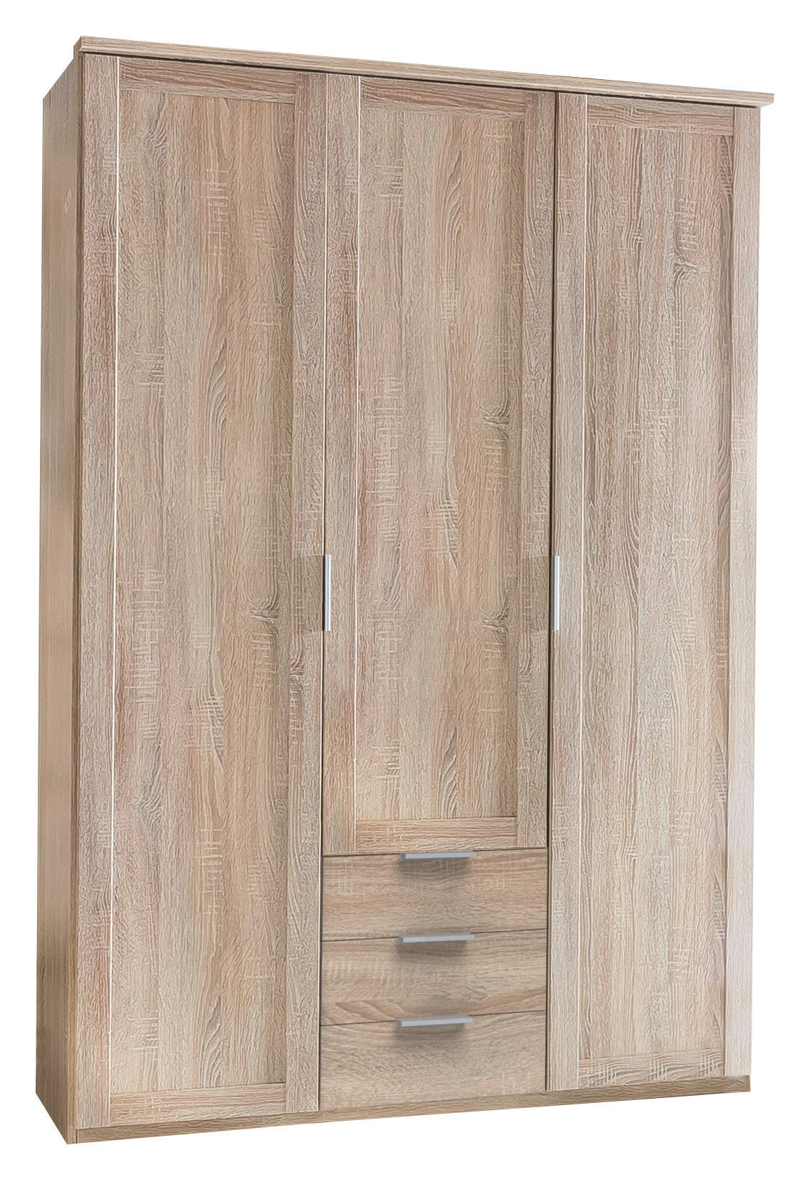 DREHTÜRENSCHRANK 3-türig Eichefarben  - Eichefarben/Silberfarben, KONVENTIONELL, Holzwerkstoff (135/210/58cm) - MID.YOU