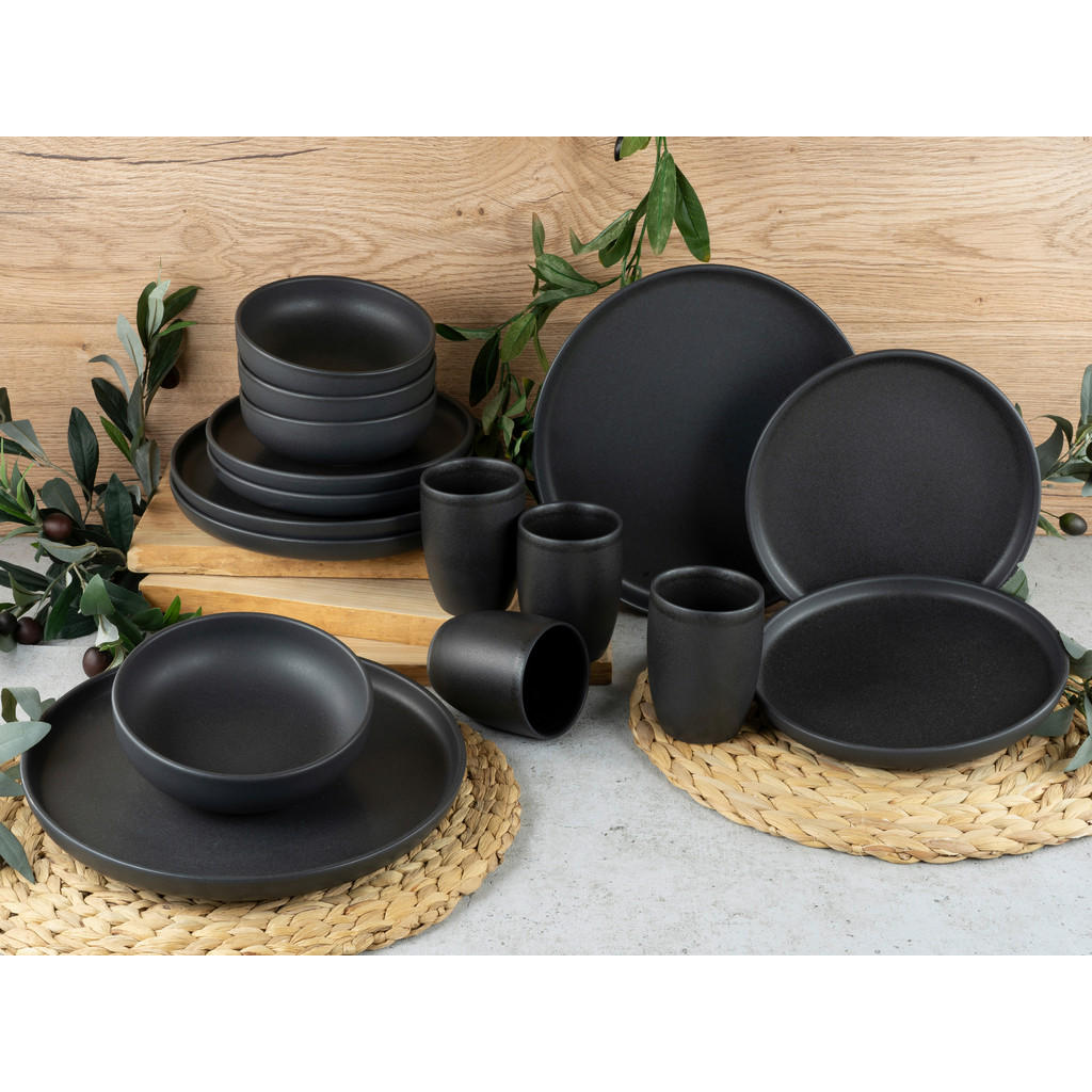 Thumbnail - Creatable Kombiservice Uno, Schwarz, Keramik, 16-teilig, Uni, 370 ml,400 ml, Essen & Trinken, Geschirr, Geschirr-Sets, K...