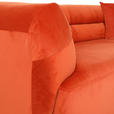 BIGSOFA Samt Orange  - Schwarz/Orange, KONVENTIONELL, Kunststoff/Textil (240/73/100cm) - Carryhome