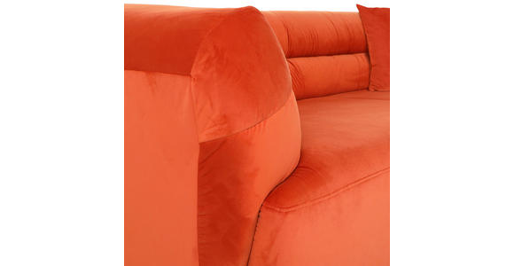 BIGSOFA Samt Orange  - Schwarz/Orange, KONVENTIONELL, Kunststoff/Textil (240/73/100cm) - Carryhome