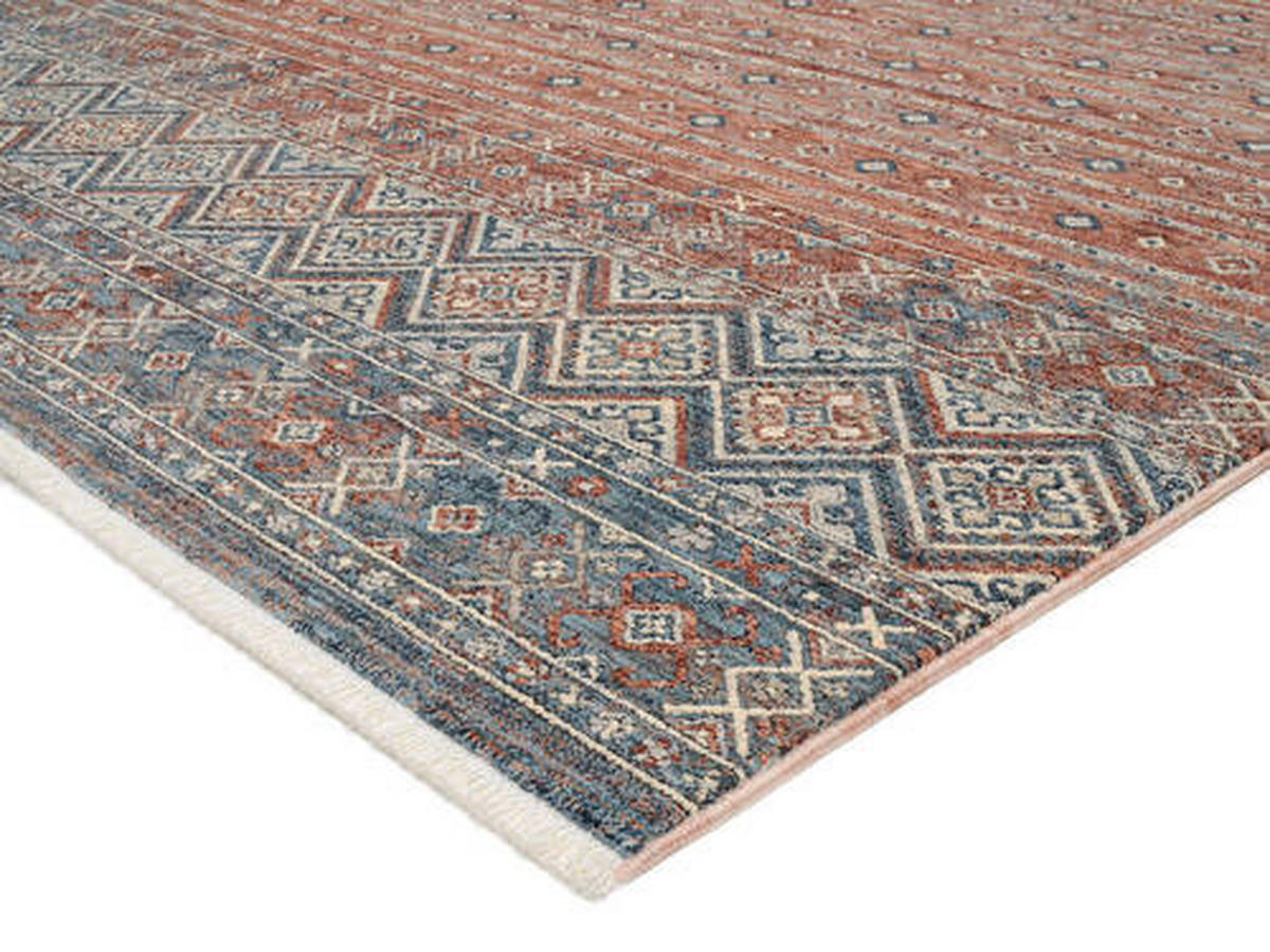 WEBTEPPICH 80/150 cm Korsika Blau, Terracotta  - Blau/Terracotta, Design, Textil (80/150cm) - Novel