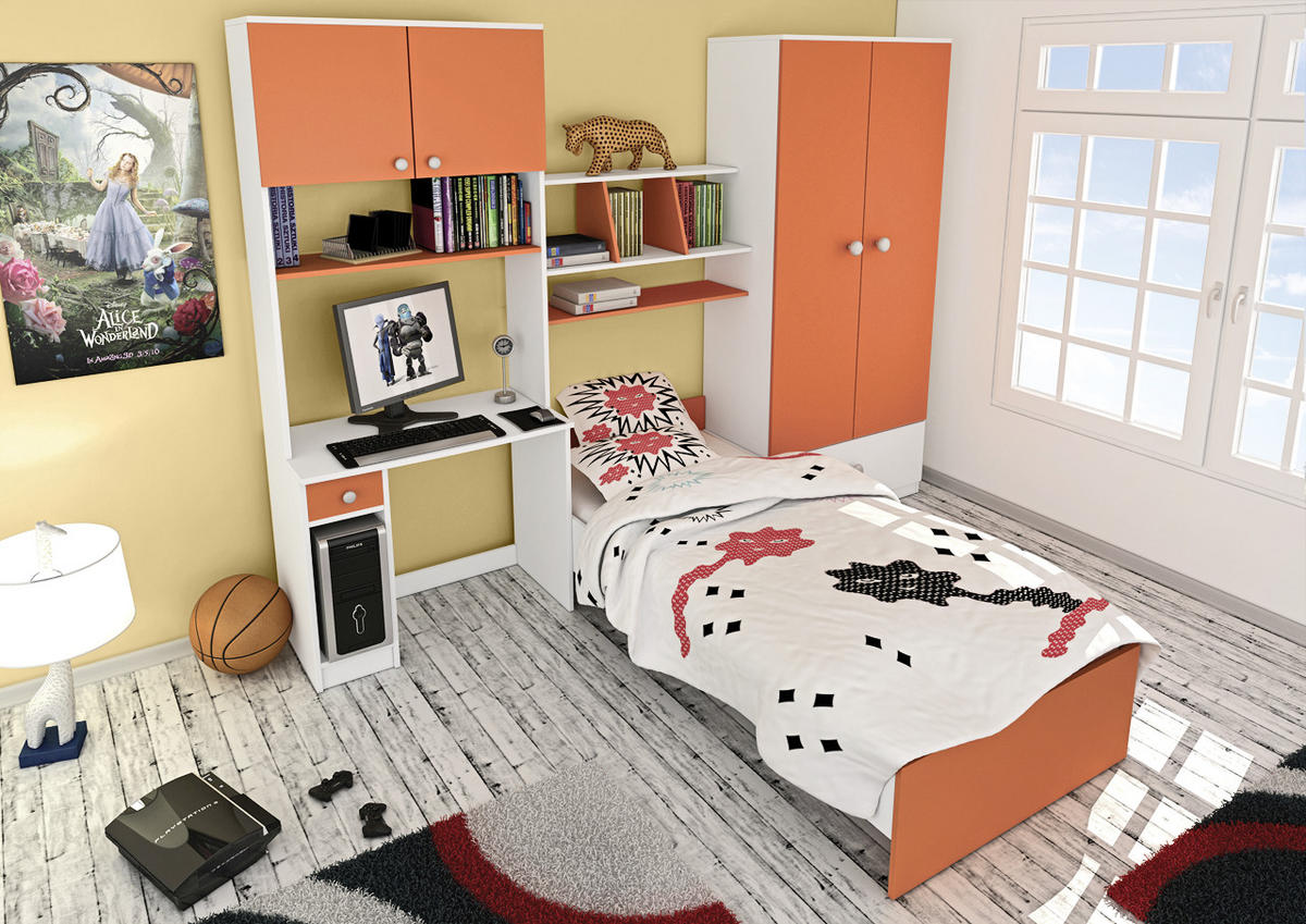 SOBA ZA MLADE  narančasta, bijela  - narančasta/bijela, Design, drvni materijal (274/202/50cm) - Boxxx