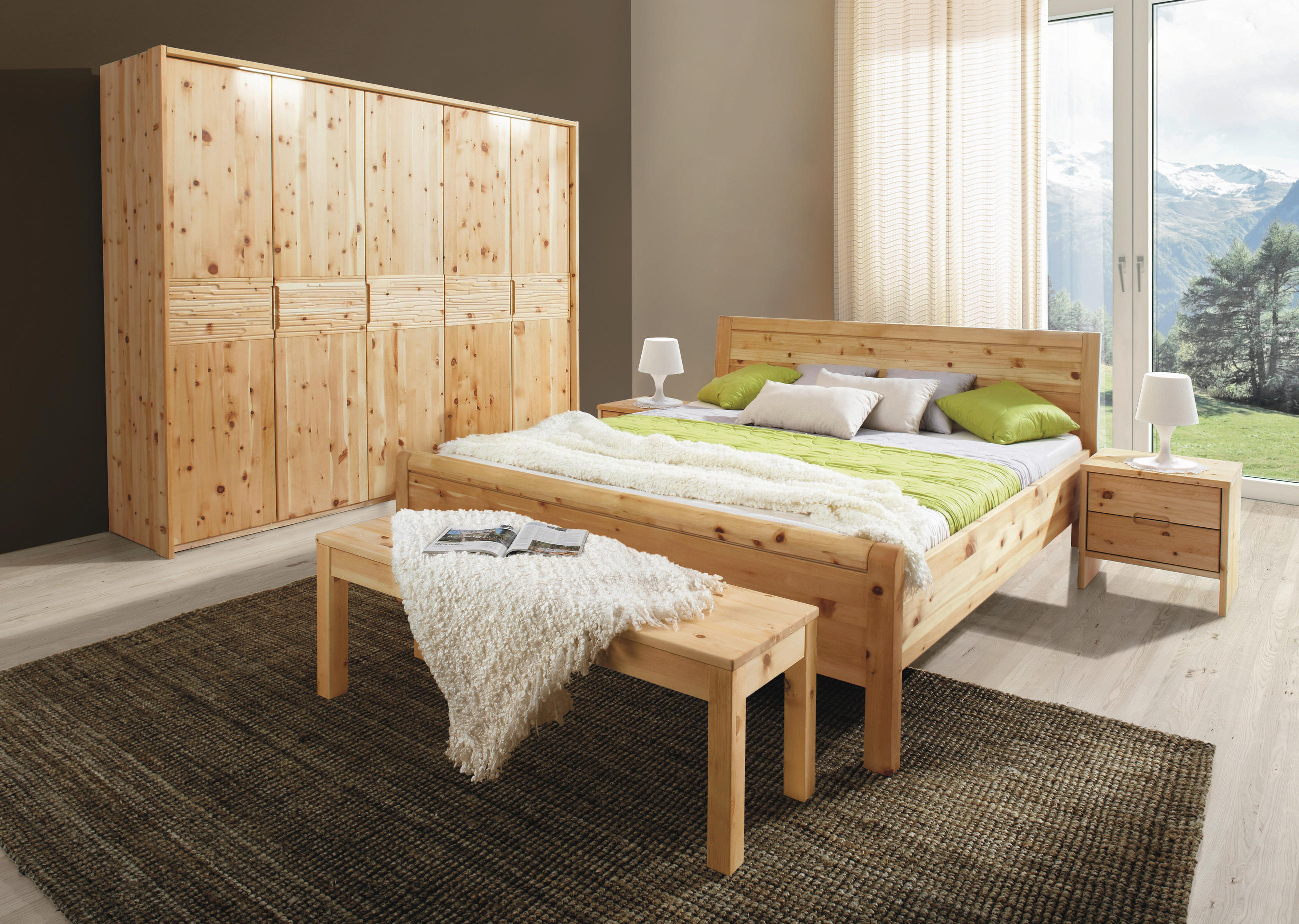 DREHTÜRENSCHRANK  in Zirbelkieferfarben  - Zirbelkieferfarben, Natur, Holz (253,8/220,2/64,5cm) - Linea Natura