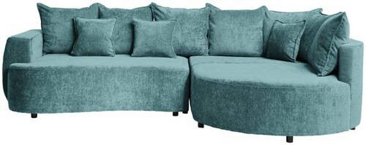 ECKSOFA in Chenille Türkis  - Türkis/Schwarz, Design, Kunststoff/Textil (307/194cm) - Carryhome