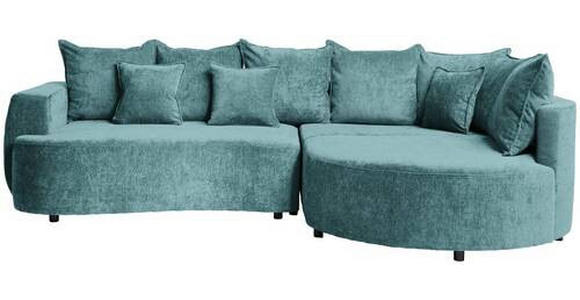 ECKSOFA in Chenille Türkis  - Türkis/Schwarz, Design, Kunststoff/Textil (307/194cm) - Carryhome