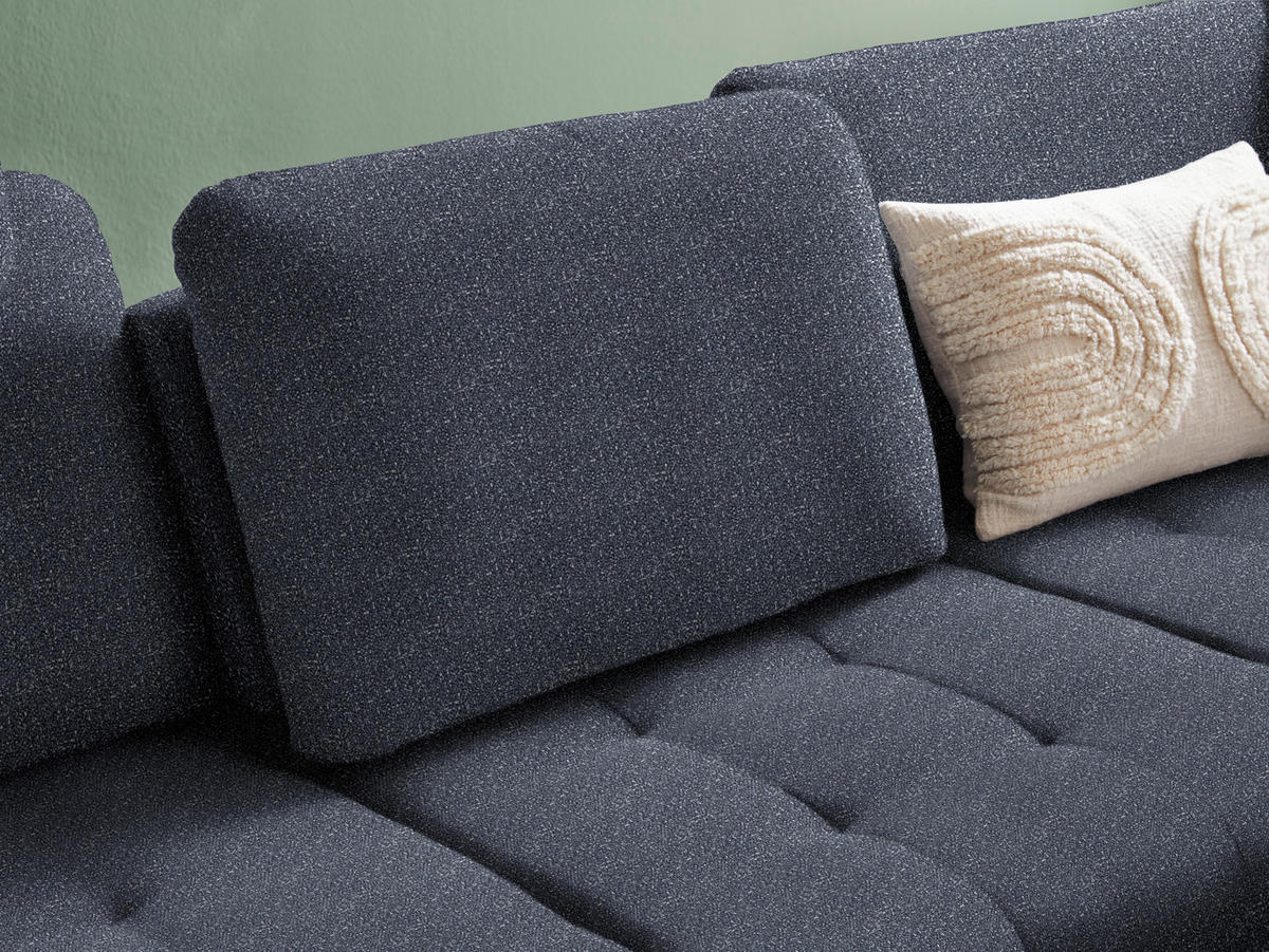ECKSOFA in Bouclé Dunkelblau  - Schwarz/Dunkelblau, Natur, Textil/Metall (288/233cm) - Valnatura