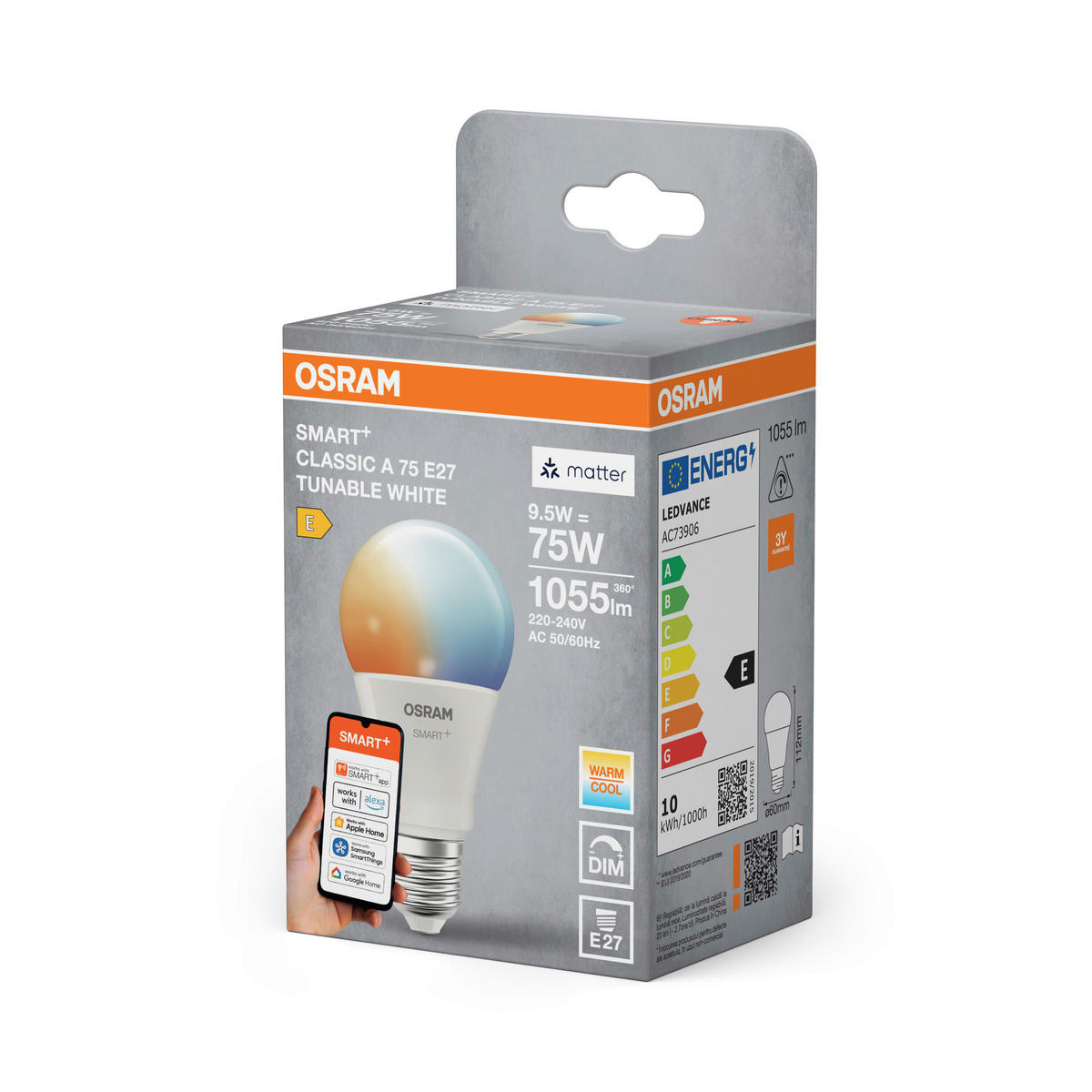 LED-LEUCHTMITTEL E27 9,5 W 1055 lm  - Weiß, Basics, Kunststoff (6/11,2cm) - Osram