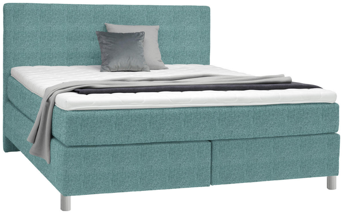 BOXSPRINGBETT 200/200 cm  in Petrol  - Chromfarben/Petrol, KONVENTIONELL, Kunststoff/Textil (200/200cm) - Voleo
