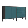 SIDEBOARD Mailand Set 3 + MF  in 158/86/33 cm  - Anthrazit/Petrol, MODERN, Holzwerkstoff/Metall (158/86/33cm) - MID.YOU