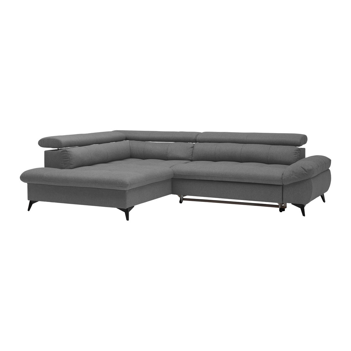 ECKSOFA in Chenille Anthrazit  - Anthrazit/Schwarz, Modern, Textil/Metall (201/296cm) - Livetastic