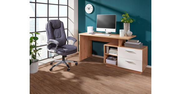 SCHREIBTISCH 166/65/75 cm Weiß, Eiche Artisan Stauraum  - Silberfarben/Weiß, KONVENTIONELL, Holzwerkstoff/Kunststoff (166/65/75cm) - Xora