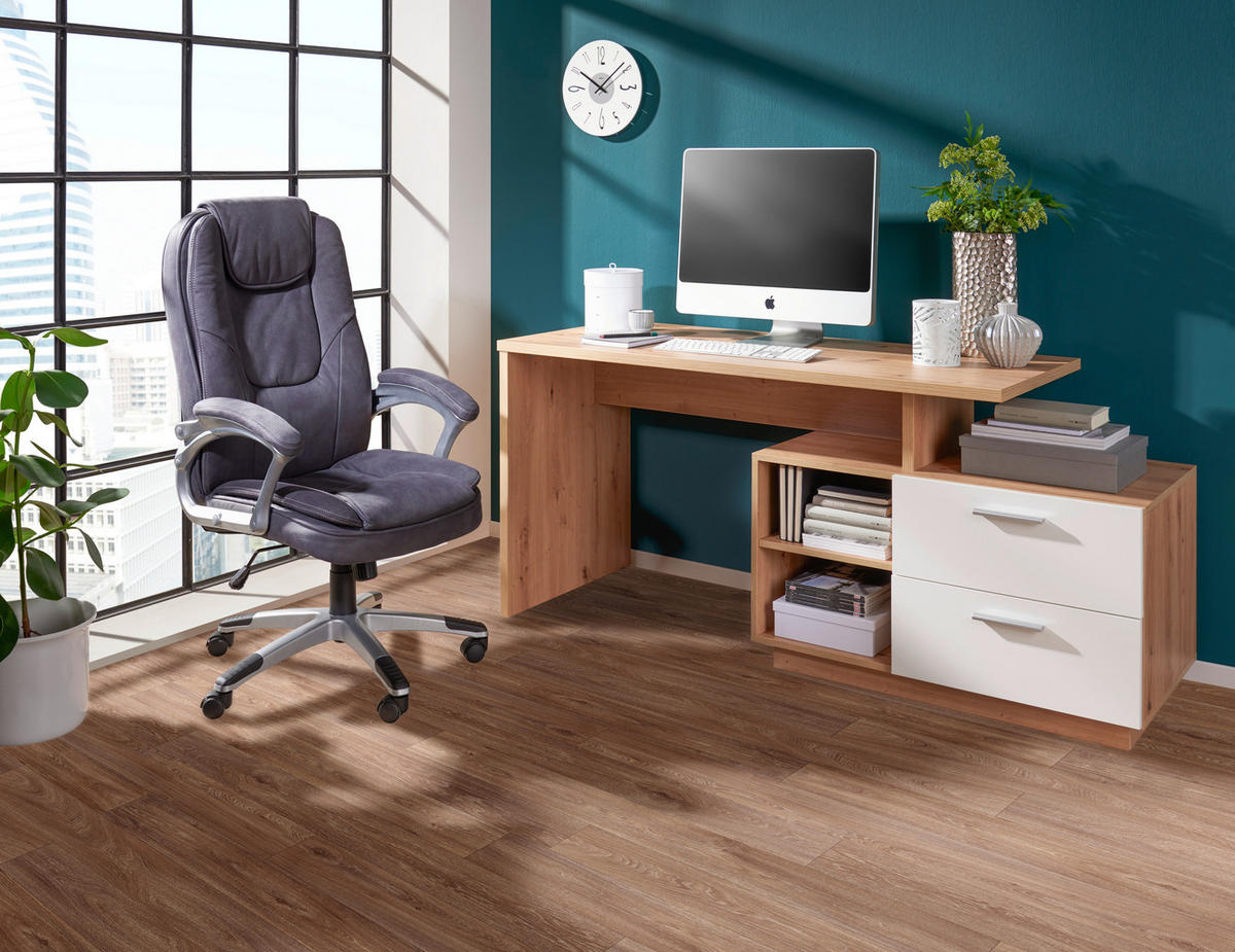 PSACÍ STŮL, bílá, dub artisan, 166/65/75 cm - bílá/barvy stříbra, Konvenční, kompozitní dřevo/plast (166/65/75cm) - Xora