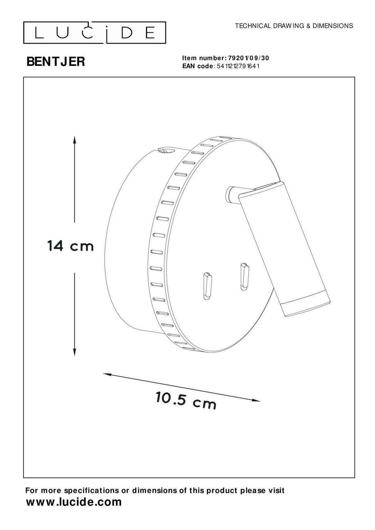WANDLEUCHTE - Schwarz, Basics, Metall (14/14/10.5cm) - Lucide
