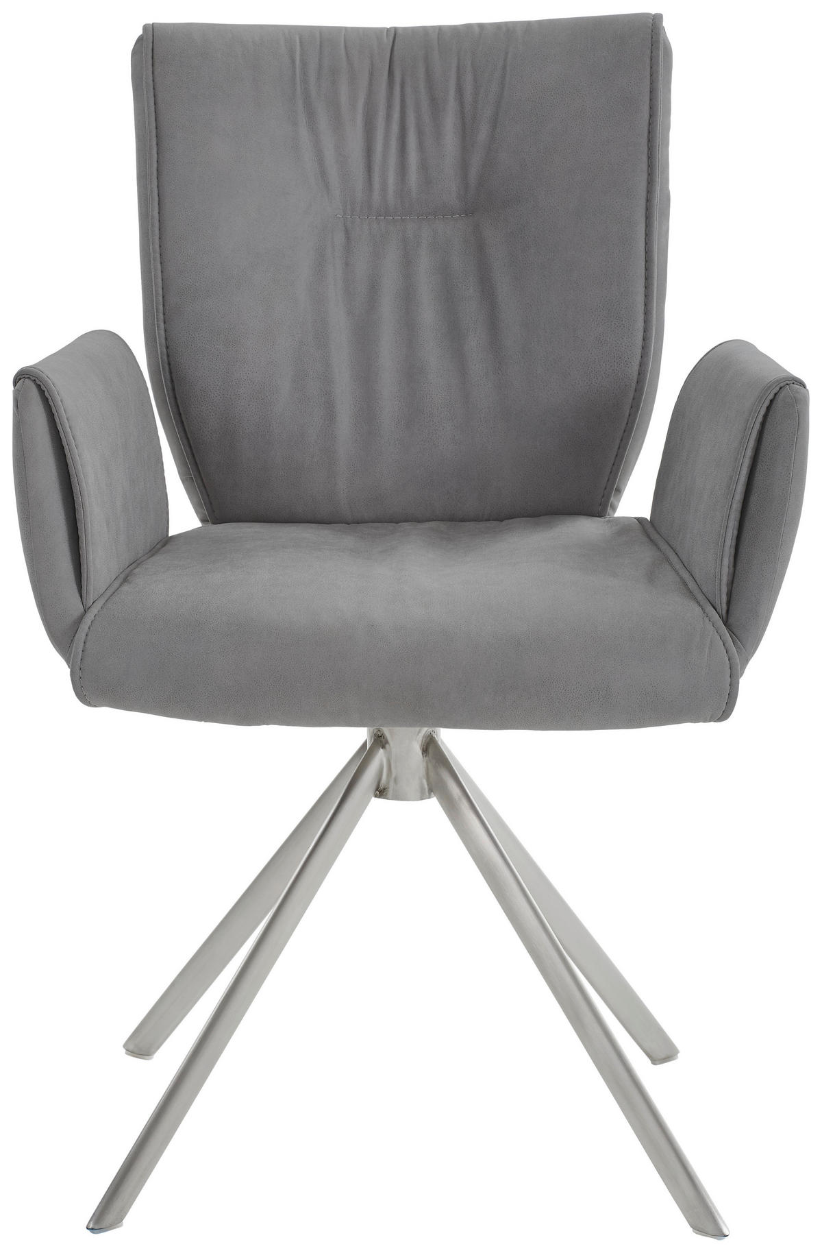 ARMLEHNSTUHL  Typenauswahl, inklusive Armlehnen Lederlook, Velours, Mikrofaser  Grau, Edelstahlfarben  - Edelstahlfarben/Grau, Design, Textil/Metall (55/89/61cm) - Dieter Knoll