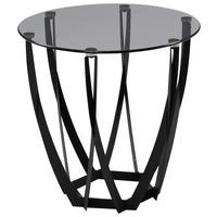 BEISTELLTISCH in Metall 50/50/50 cm  - Schwarz/Grau, Basics, Glas/Metall (50/50/50cm)