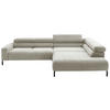ECKSOFA inkl. Funktion Hellgrau Cord  - Hellgrau/Schwarz, MODERN, Textil/Metall (309/219cm) - Pure Home Lifestyle