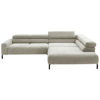 ECKSOFA inkl. Funktion Hellgrau Cord  - Hellgrau/Schwarz, MODERN, Textil/Metall (309/219cm) - Pure Home Lifestyle