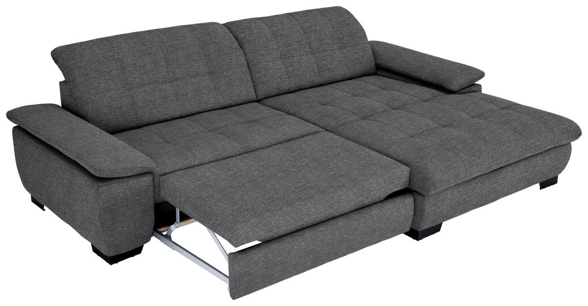 ECKSOFA in Webstoff Dunkelgrau  265/180 cm  - Dunkelgrau/Schwarz, Design, Textil/Metall (265/180cm) - Carryhome