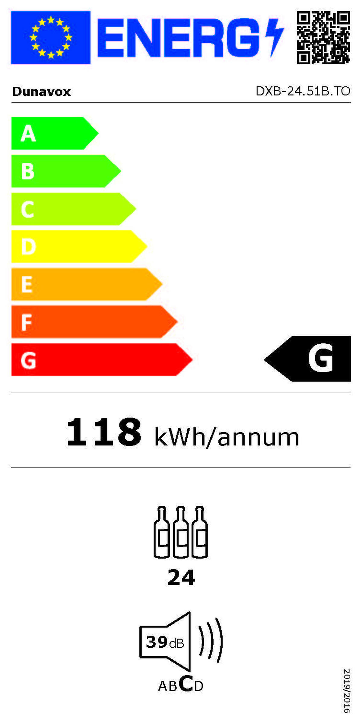 WEINKÜHLSCHRANK DXB-24.51B.TO  - Schwarz, Basics, Glas/Holz (59,2/45,5/55,5cm)