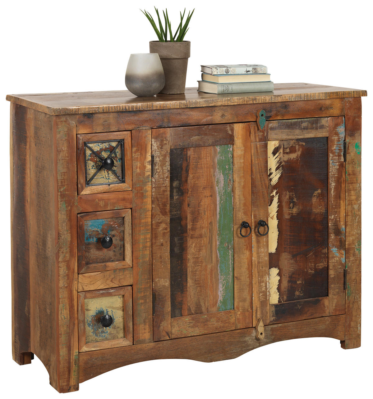 KOMODA, recyklované dřevo, vícebarevná, 110/85/40 cm - vícebarevná/hnědá, Lifestyle, kov/dřevo (110/85/40cm) - Landscape