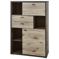 HIGHBOARD Eichefarben, Dunkelgrau  95,8/140,9/37,4 cm  - Dunkelgrau/Eichefarben, Design, Holzwerkstoff/Kunststoff (95,8/140,9/37,4cm) - Xora