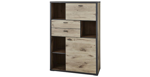 HIGHBOARD Eichefarben, Dunkelgrau  95,8/140,9/37,4 cm  - Dunkelgrau/Eichefarben, Design, Holzwerkstoff/Kunststoff (95,8/140,9/37,4cm) - Xora