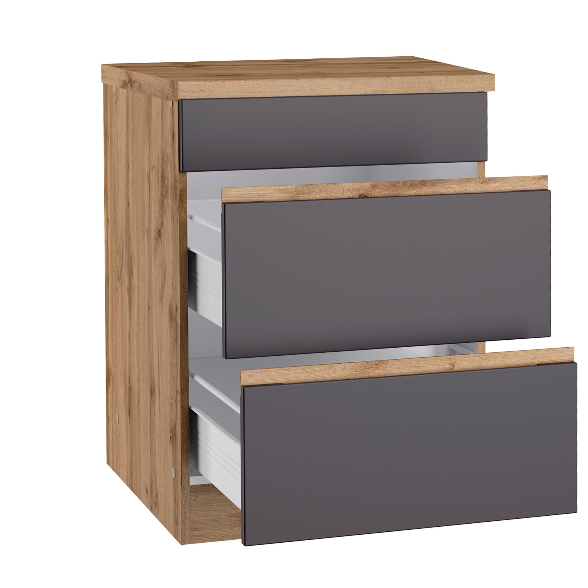 KOCHFELDUMBAUSCHRANK 60/86/60 cm  in Grau, Eiche Wotan  - Eiche Wotan/Grau, Design, Holzwerkstoff (60/86/60cm) - Held