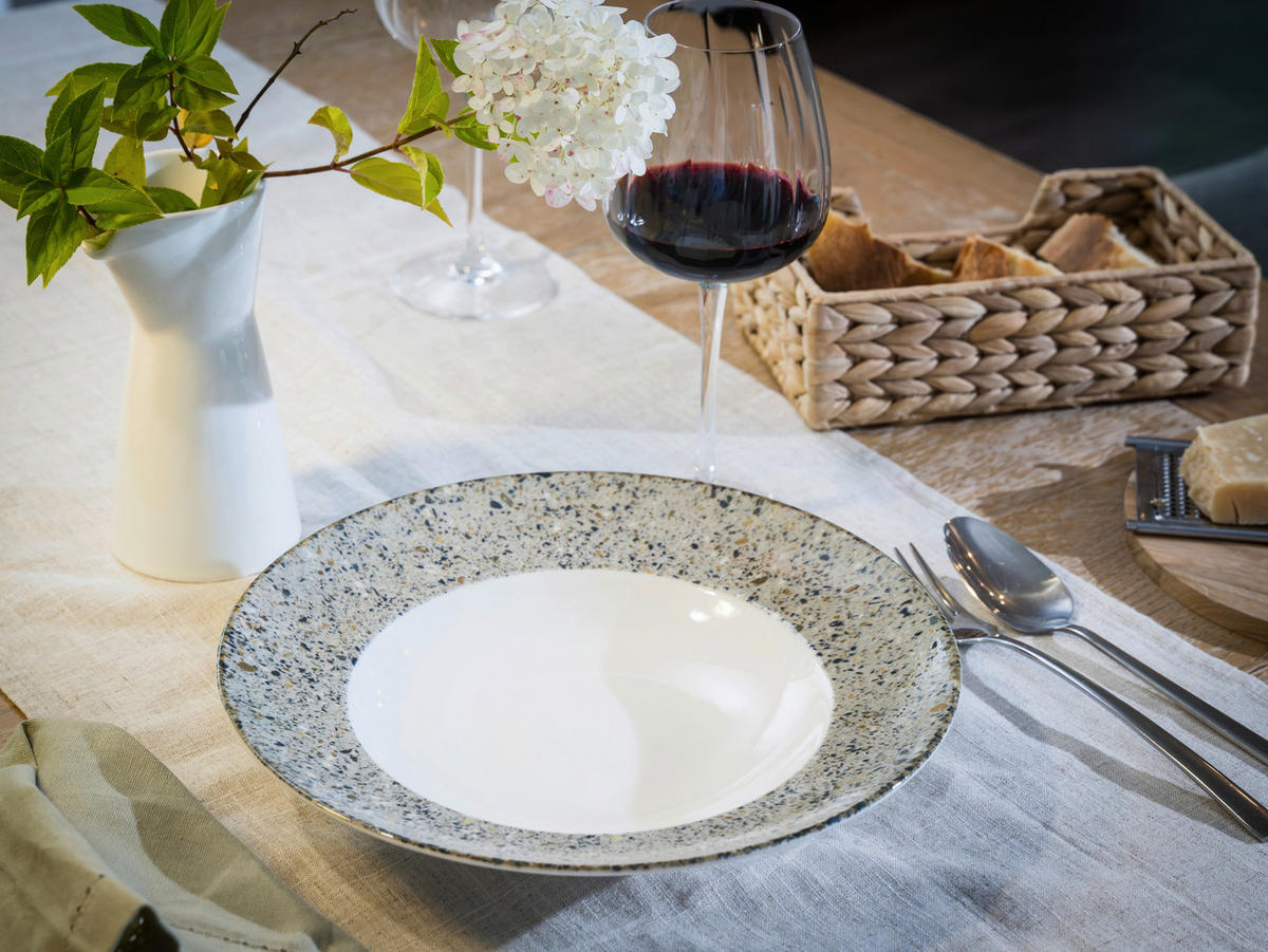 PASTATELLER Grau, Weiß Stone Collection Genua 4-teilig  - Weiß/Grau, Basics, Keramik - Creatable