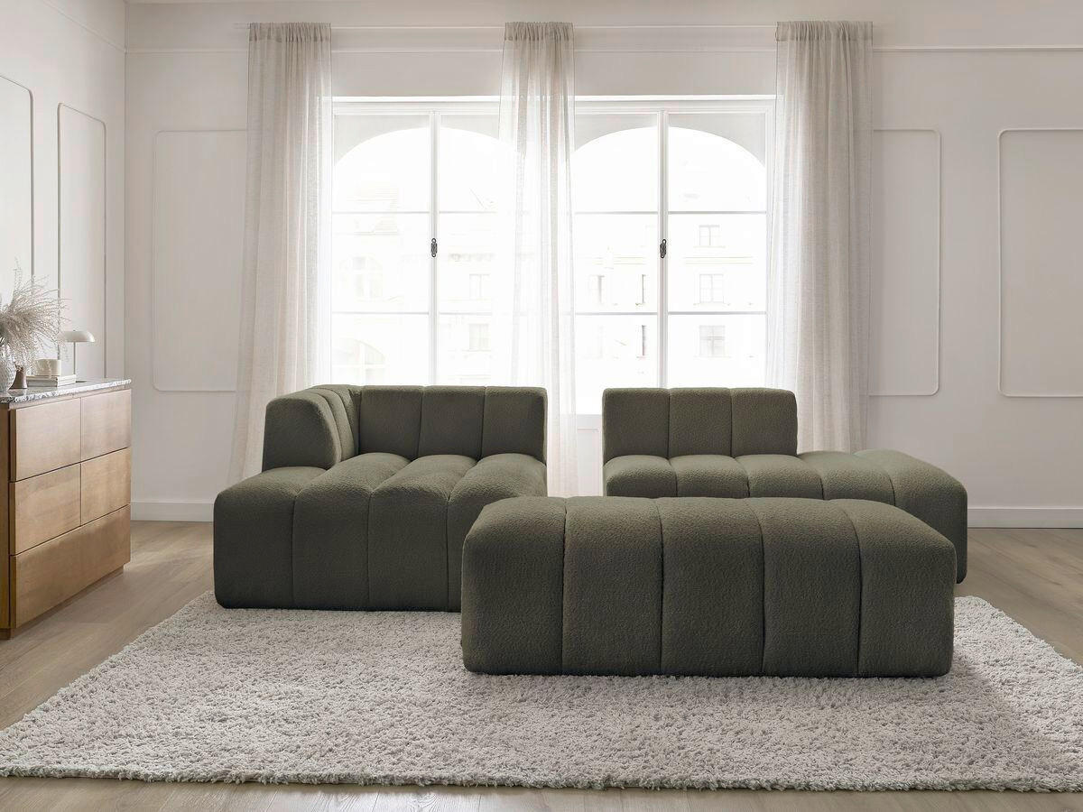 ECKSOFA  ANNECY Grün Bouclé  - Schwarz/Grün, MODERN, Kunststoff/Textil (170/262cm)