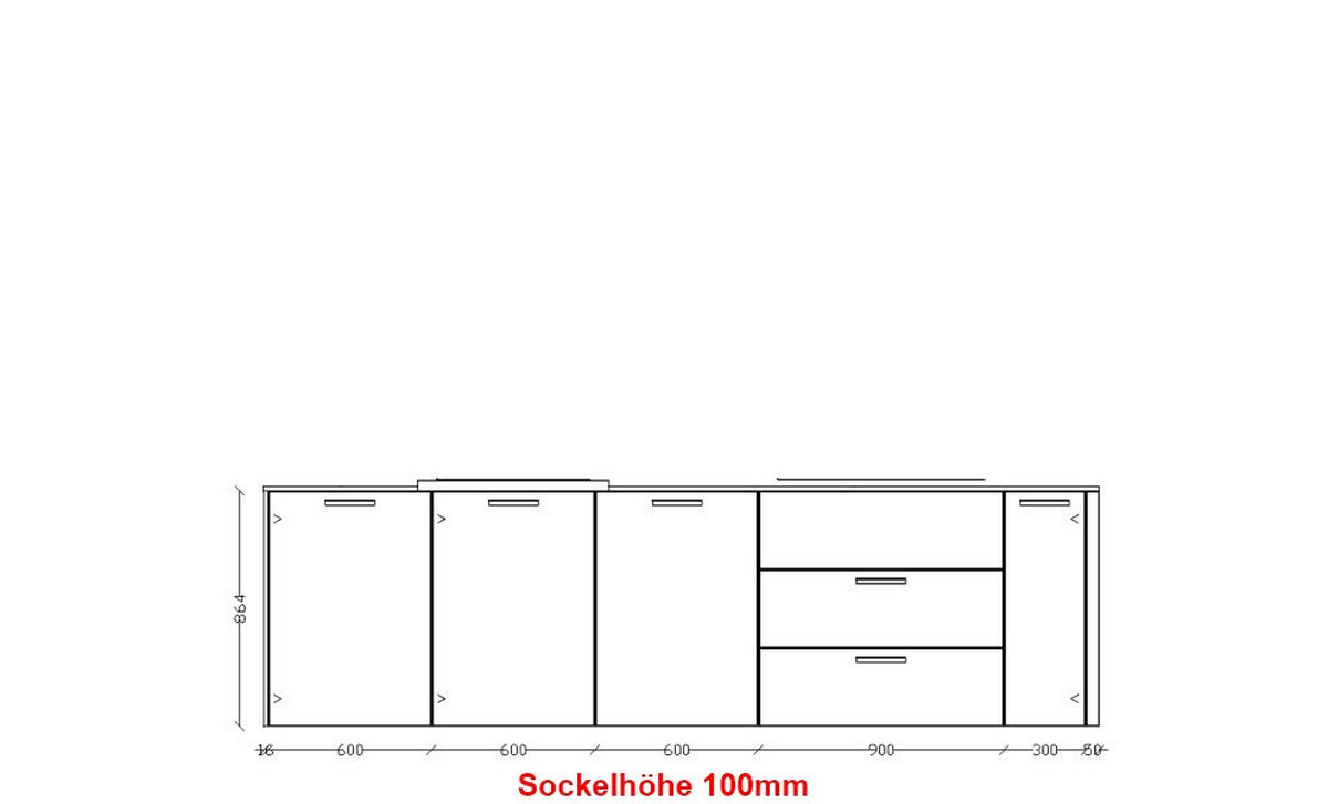 EINBAUKÜCHE Senso/Riva  - Edelstahlfarben/Eichefarben, Design, Holzwerkstoff/Metall (310cm) - Nobilia