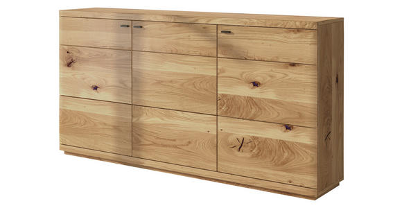 SIDEBOARD Eichefarben  181/95/38 cm  - Eichefarben/Schwarz, Natur, Holz/Metall (181/95/38cm) - Linea Natura