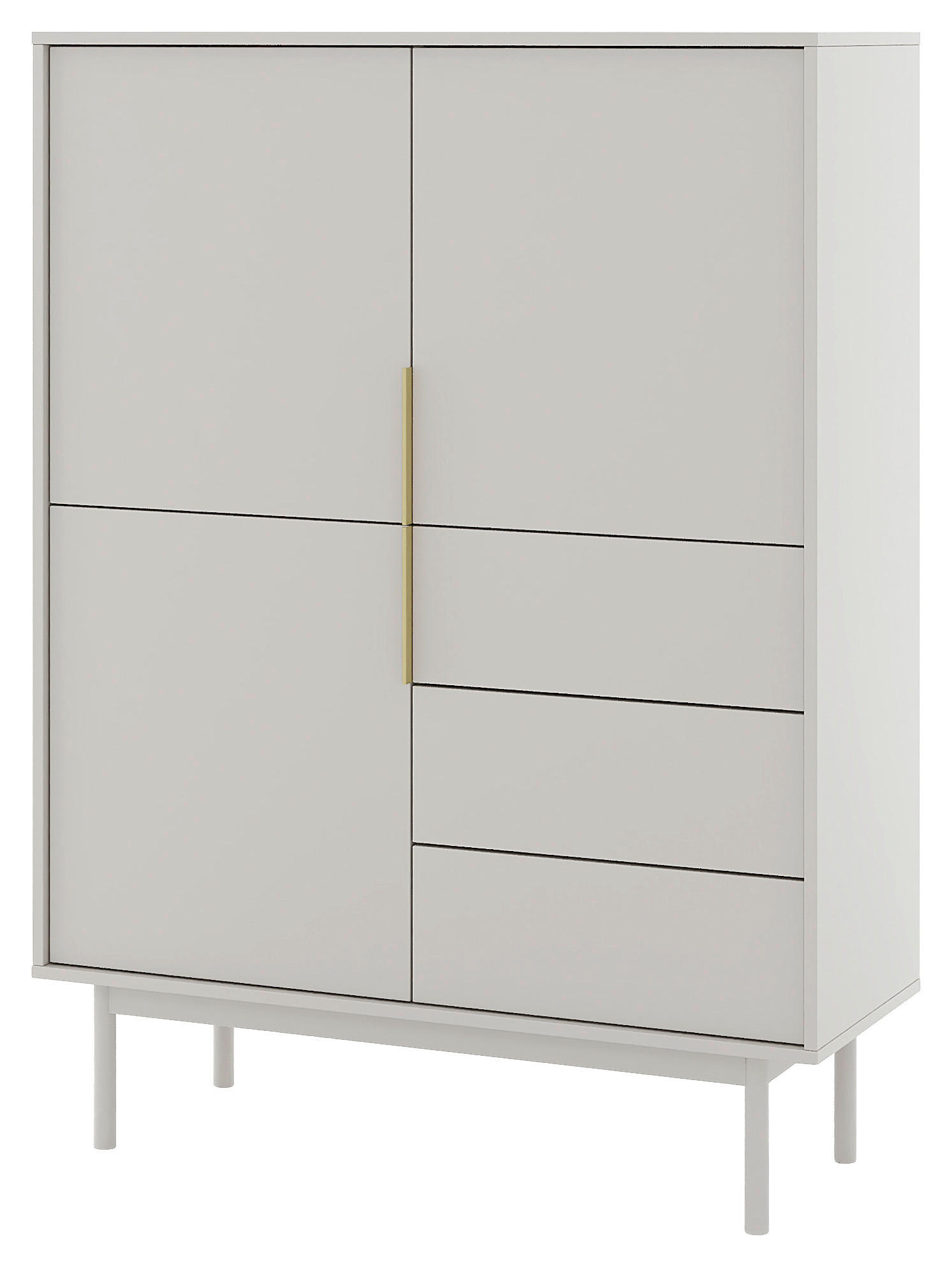 HIGHBOARD Viva  in 104/139,5/39 cm  - Kaschmir/Goldfarben, Design, Holzwerkstoff/Metall (104/139,5/39cm) - Xora