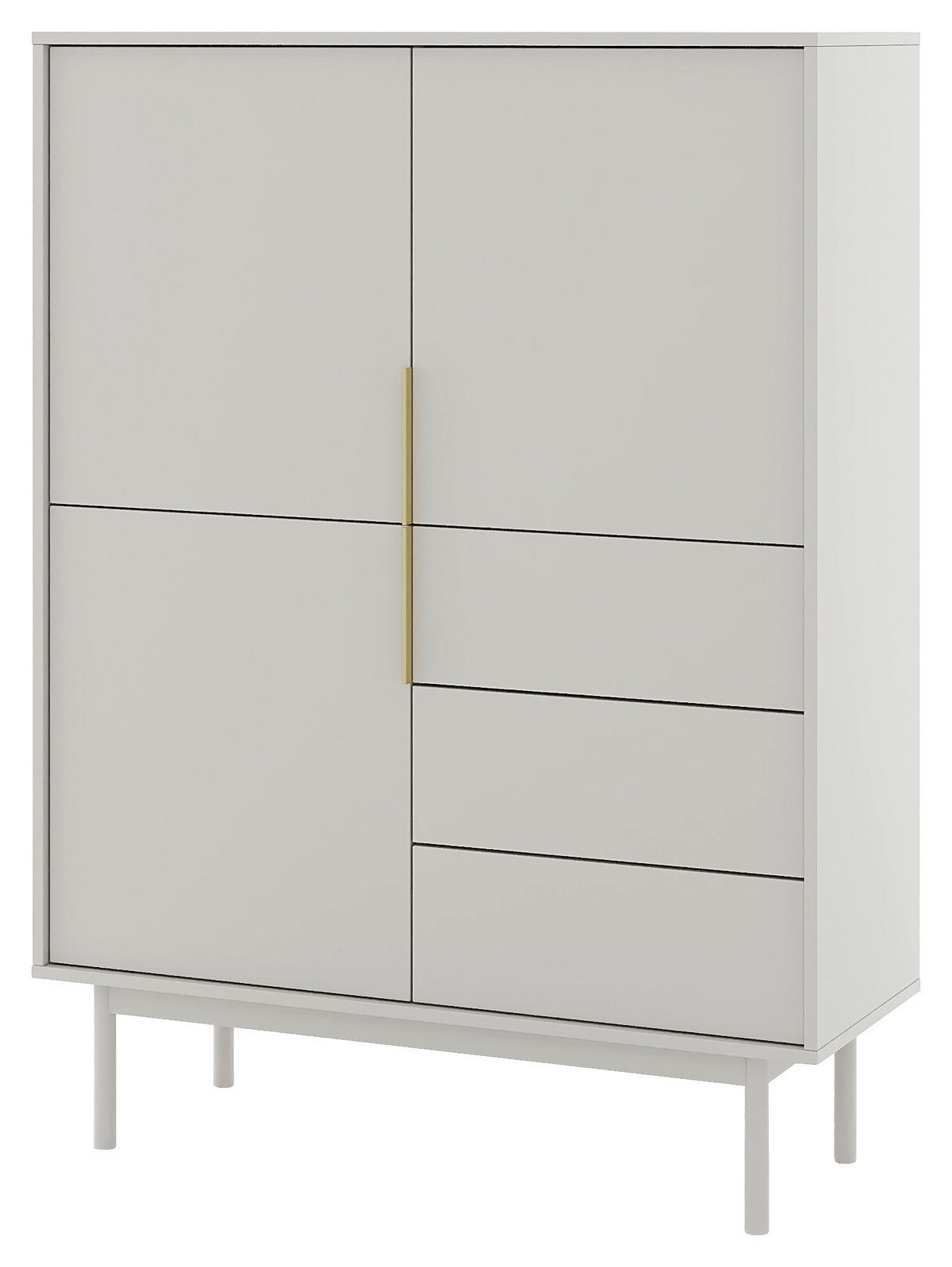 HIGHBOARD Viva  in 104/139,5/39 cm  - Kaschmir/Goldfarben, Design, Holzwerkstoff/Metall (104/139,5/39cm) - Xora