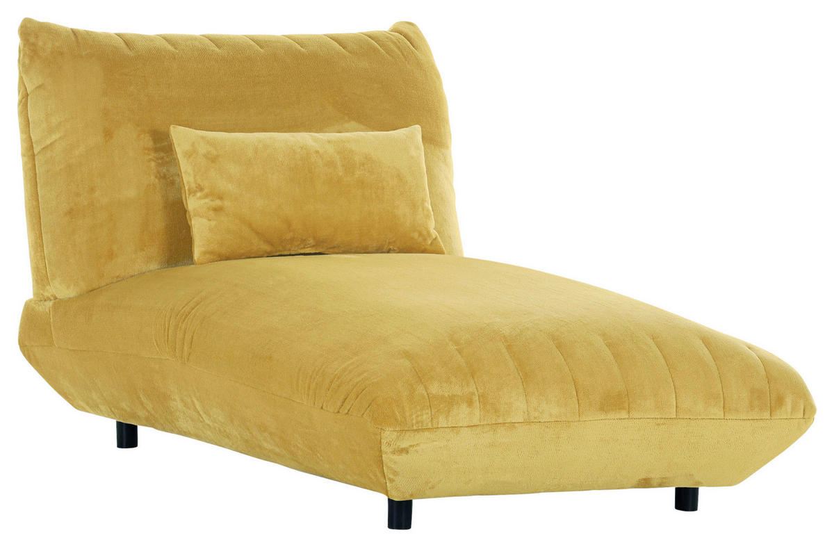 LIGGFÅTÖLJ i plysch gul  - svart/gul, Klassisk, textil/plast (100/86/166cm) - MID.YOU