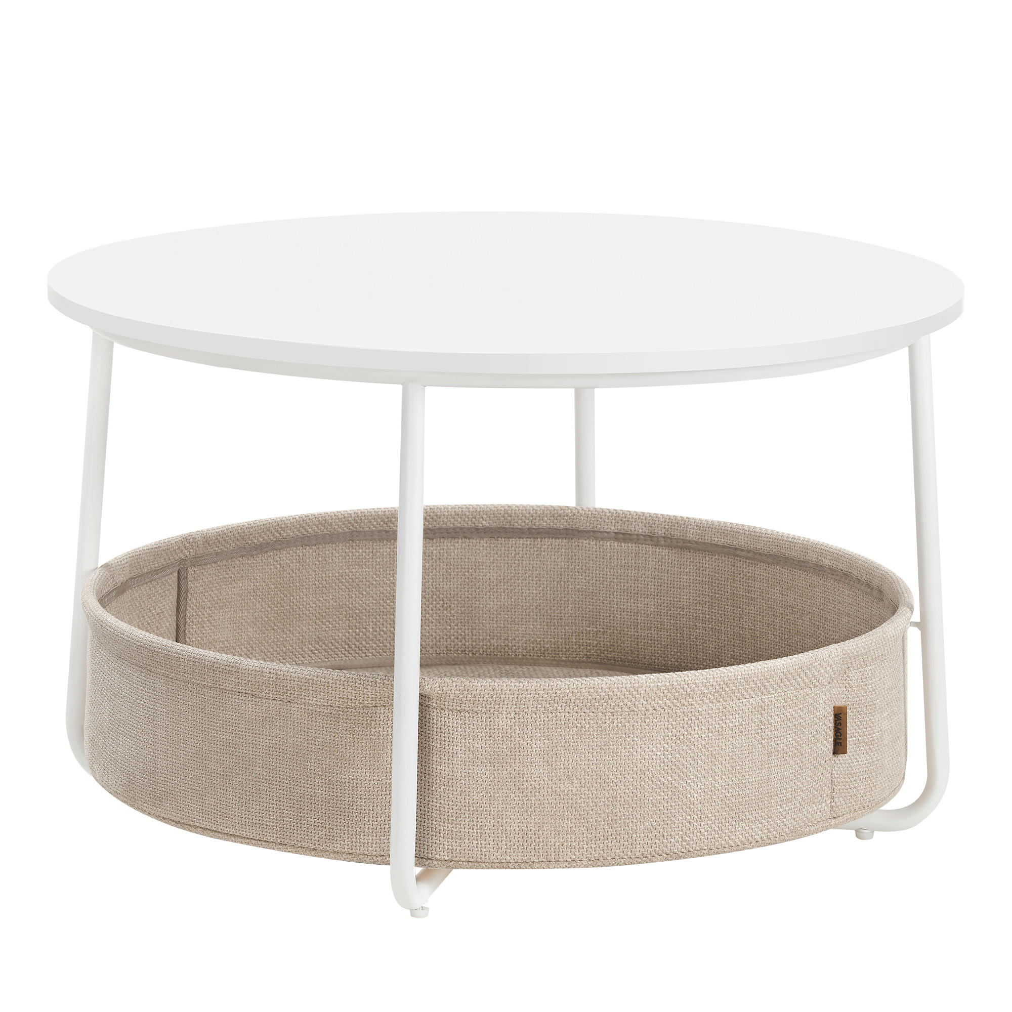 COUCHTISCH 75/75/45 cm rund Weiß, Beige  - Beige/Weiß, Trend, Holzwerkstoff/Textil (75/75/45cm) - MID.YOU