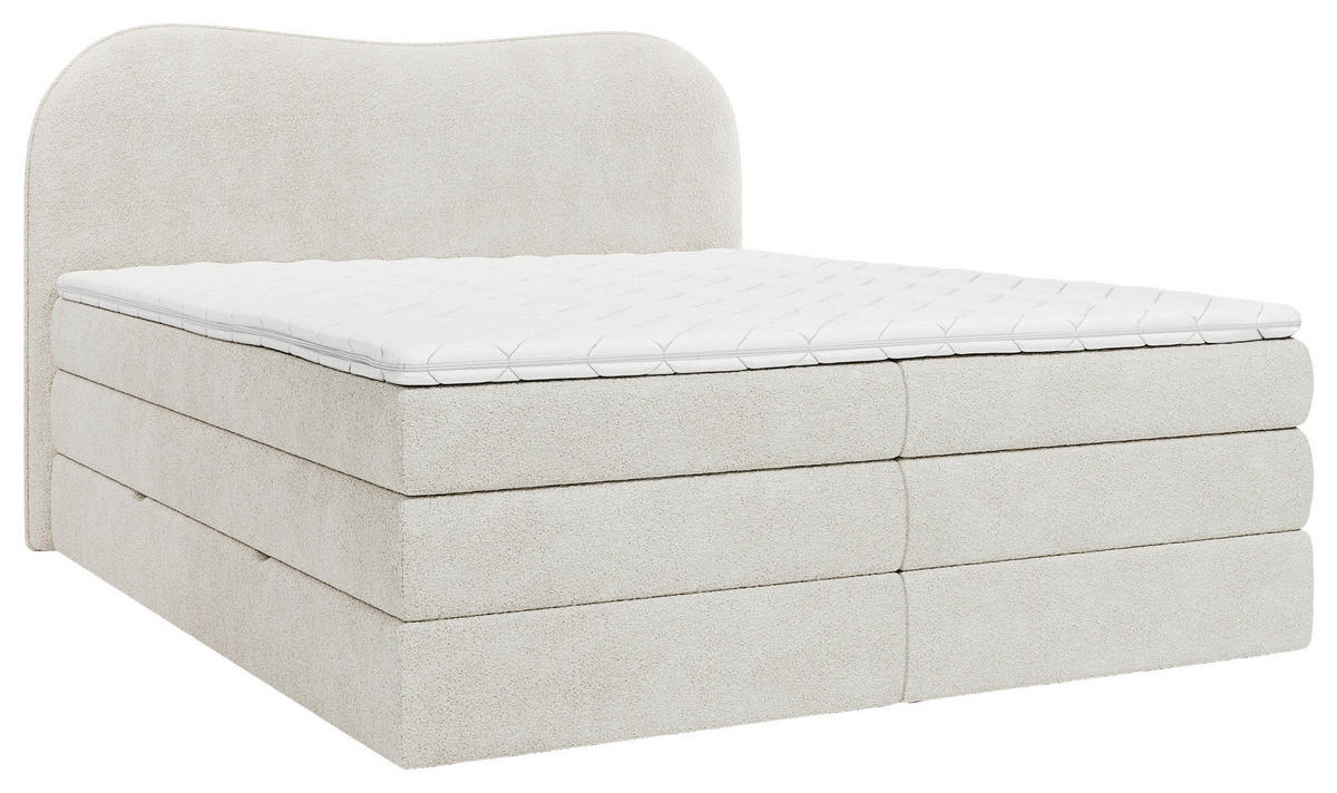 BOXSPRINGBETT 180/200 cm,  in Beige, gepolstertes Kopfteil, Bettkasten, Topper, Matratzen, H3 + H3 = fest  - Beige/Schwarz, Design, Holz/Holzwerkstoff (180/200cm) - Chameo