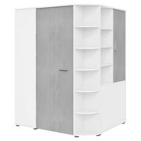 BEGEHBARER ECKSCHRANK Grau, Weiß 124/199/148 cm  - Alufarben/Weiß, KONVENTIONELL, Holzwerkstoff/Kunststoff (124/199/148cm) - Boxxx