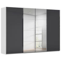 SCHWEBETÜRENSCHRANK 316/235/68 cm 4-türig Schwarz, Seidengrau  - Chromfarben/Seidengrau, Design, Glas/Holzwerkstoff (316/235/68cm) - Novel