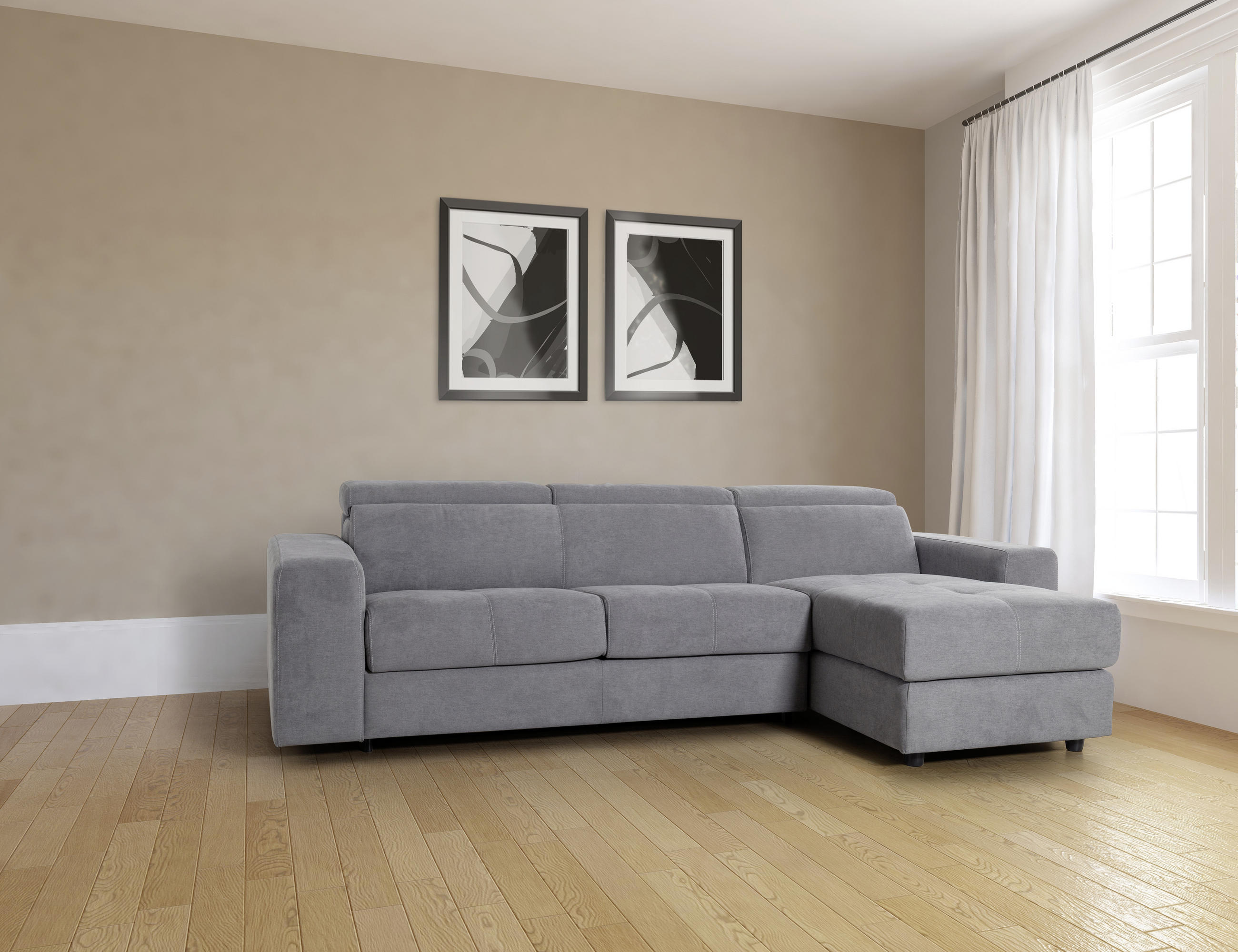 SAROKKANAPÉ textil szürke  - fekete/szürke, Modern, műanyag/textil (273/160cm) - Hom`in