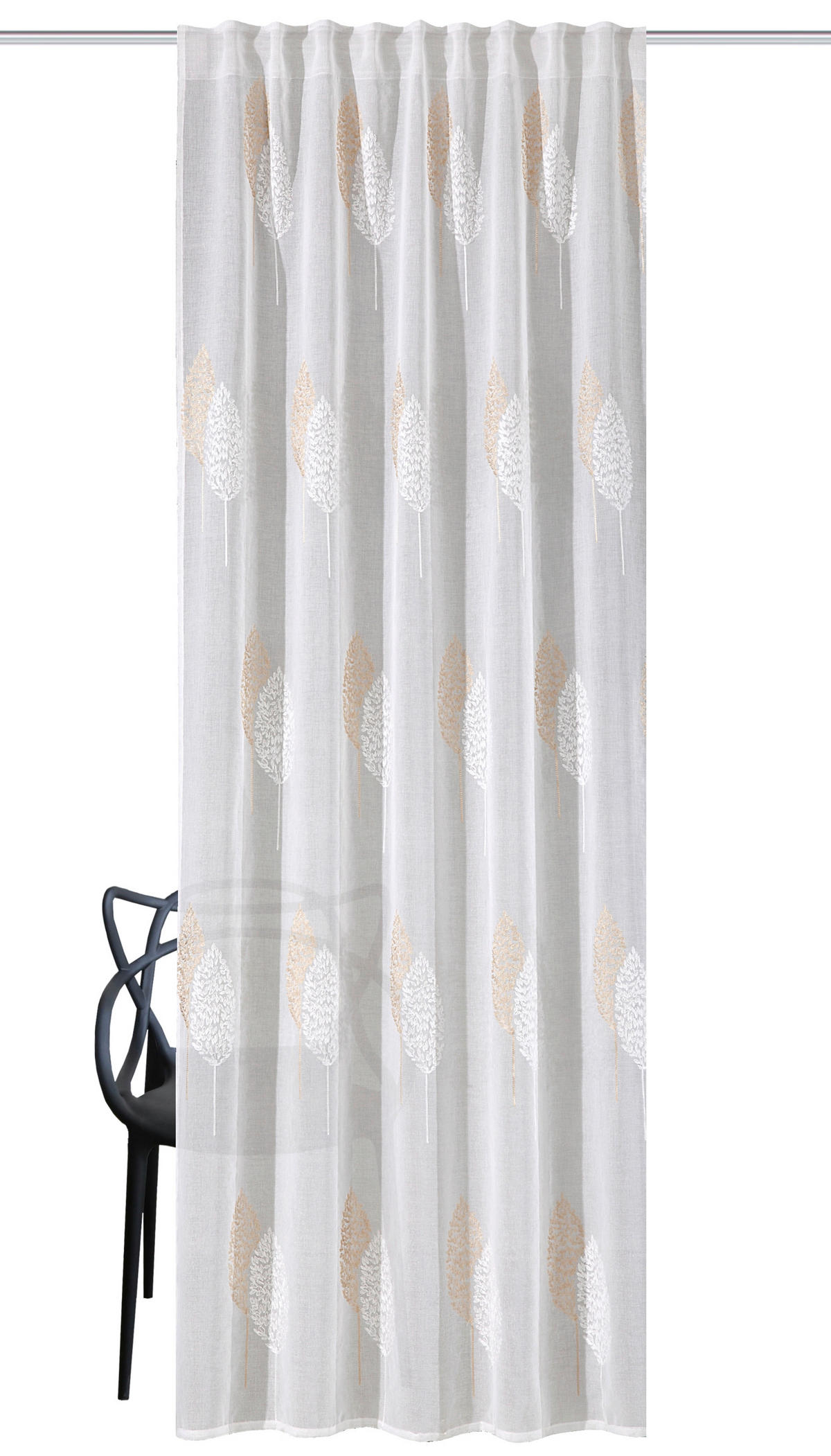 FERTIGVORHANG    140/245 cm  - Taupe/Weiß, Basics, Textil (140/245cm)