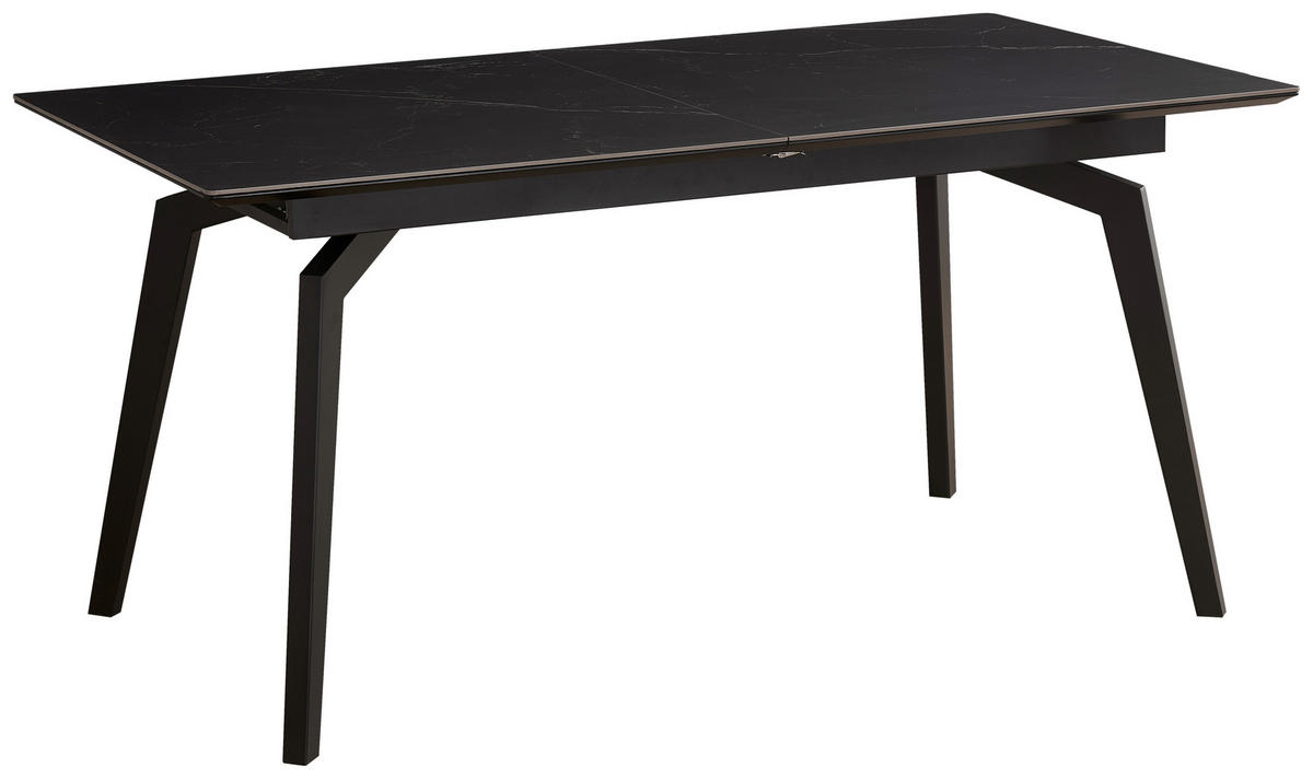 ESSTISCH Schwarz rechteckig  ausziehbar  - Schwarz, MODERN, Keramik/Holzwerkstoff (160/90/76cm) - MID.YOU