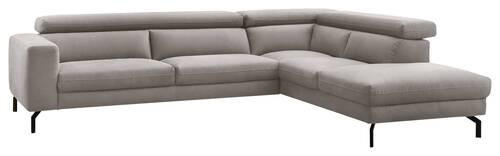 ECKSOFA in Mikrofaser Silberfarben  - Silberfarben/Schwarz, Modern, Textil/Metall (305/233cm) - Trendmanufaktur
