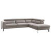ECKSOFA in Mikrofaser Silberfarben  - Silberfarben/Schwarz, Modern, Textil/Metall (305/233cm) - Trendmanufaktur