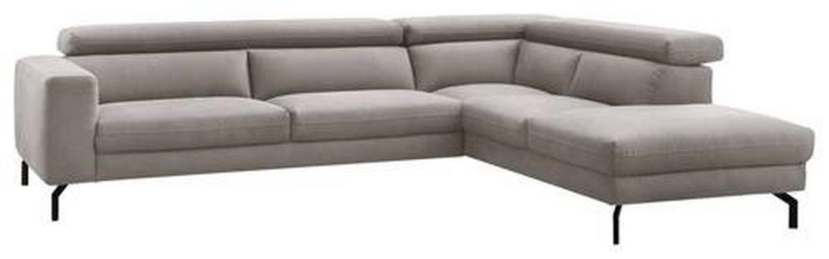 ECKSOFA in Mikrofaser Silberfarben  - Silberfarben/Schwarz, Modern, Textil/Metall (305/233cm) - Trendmanufaktur