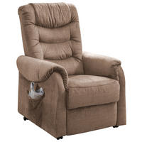 FERNSEHSESSEL 78/107/93 cm  in Velours Hellbraun Stoffauswahl, Relaxfunktion  - Hellbraun/Schwarz, Design, Kunststoff/Textil (78/107/93cm) - Livetastic