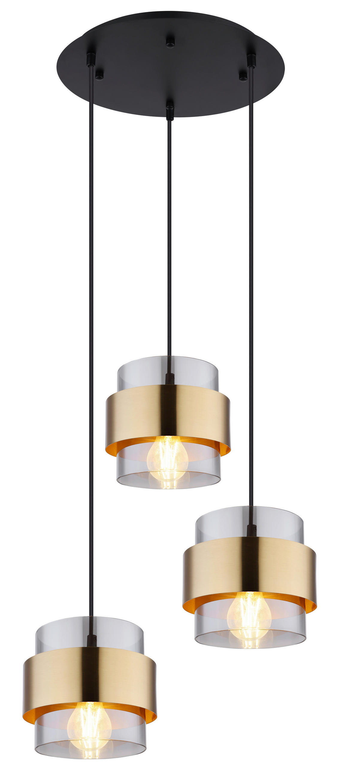 ZÁVĚSNÉ SVÍTIDLO, 45/120 cm  - černá/čiré, Design, kov/sklo (45/120cm) - Globo