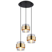 FÜGGŐLÁMPA 45/120 cm  - fekete/sárgaréz, Design, Üveg/fém (45/120cm) - Globo