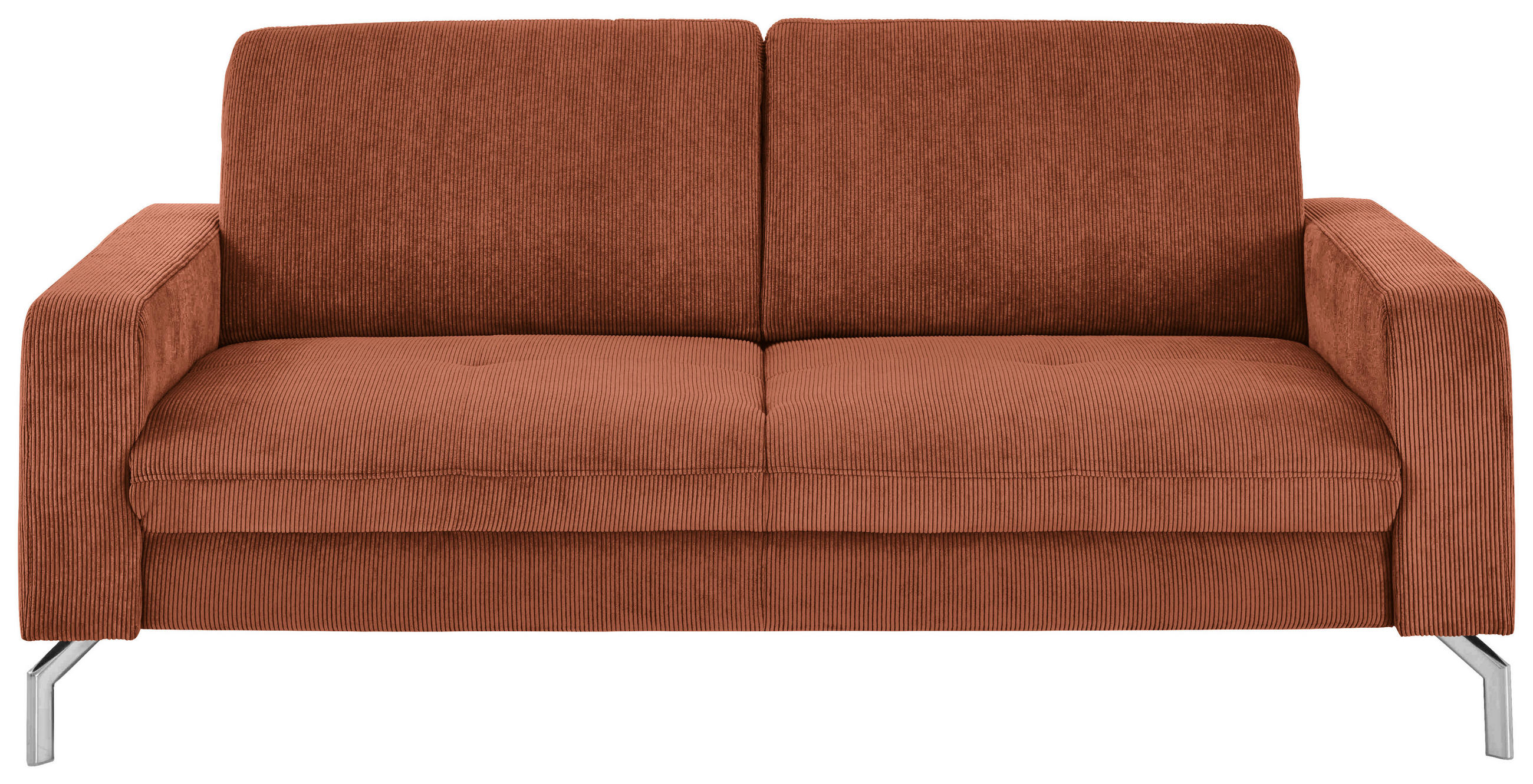 3-SITZER-SOFA Feincord Rostfarben  - Chromfarben/Rostfarben, Design, Textil/Metall (194/87/105cm) - Beldomo Style