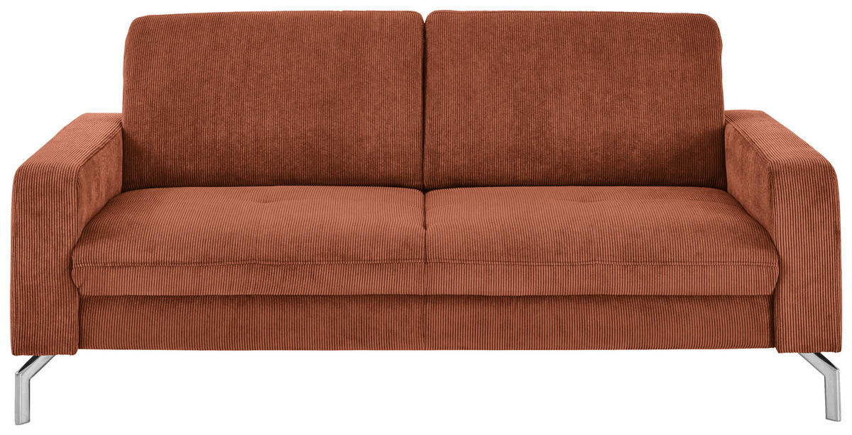 3-SITZER-SOFA Feincord Rostfarben  - Chromfarben/Rostfarben, Design, Textil/Metall (194/87/105cm) - Beldomo Style